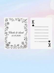 Custom Text Wedding Playing Cards With Blank Message Back, Personalized Hand‑Writeable Blessing Keepsake Gift, Bridal Shower Party Memory Card Set - Multicolor - View 7