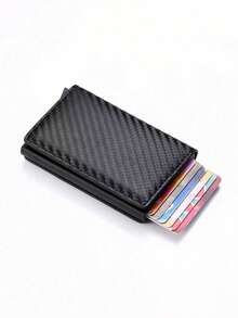 1pc Men's Wallet, 3 Colors Available, Carbon Fiber Card Holder, Automatic Pop-Up Aluminum Alloy RFID Card Clip, Anti-Theft & Anti-Demagnetization, Card Protective Case, Suitable For Formal/Business Occasions, Men's Mini Wallet - Multicolor - View 7