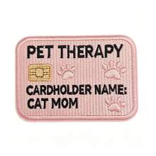 1pc/2pcs/3pcs/4pcs Pet Therapy Cat Mom Embroidered Iron On Patch, Funny Credit Card Style Sew‑On Applique For Jackets Backpacks Hats, Cat Lover Gift - Multicolor - View 7