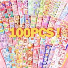 100pcs Non-Repeating Laser Guka Sticker Set, Planner Stickers, Korean Style DIY Round Waterproof Stickers. (200pcs=200 Stickers) - Multicolor - View 3