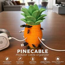 Pineapple Shaped Stackable Cable Organizer, Creative 3D Printed Cable Management Clip, Anti-Tangle USB-C/Micro USB Charging Cable Holder, Home Office Desktop Decorative Accessory - View 10