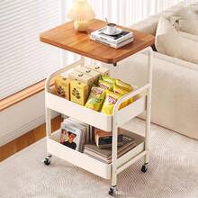 1 buah Meja Samping Tempat Tidur Bergerak, Meja Samping Beroda, Rak Penyimpanan Camilan, Meja Teh Minimalis untuk Lantai, Keranjang Penyimpanan Berlapis untuk Rumah, Meja Samping Sofa Ruang Tamu, Organizer Samping Tempat Tidur Kamar Tidur - MultiWarna - View 10