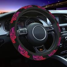 1pc Car Steering Wheel Cover, Hollow Butterfly Pattern, Printed Craft, Polyester Fiber Material, Traditional Art Design, Waterproof, No Inner Ring, Car Interior Steering Wheel Cover Protector, All Season - Steering Wheel Cover - View 1