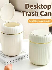 1pc Mini Desktop Trash Can With Flip Lid Design, Effectively Prevents Odor Leakage, Suitable For Storing Desktop Waste Like Fruit Peels And Paper Scraps, Keeps Desktop Tidy, Applicable For Bathroom, Home Desk, Coffee Table, Office, Living Room, Study And Other Places - Multicolor - View 3