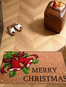 1pc Funny Christmas Red Jingle Bell Pattern Welcome Doormat, Harvest Season Pattern Minimalist Style Short Plush Quick Dry Non-Slip Machine Washable Entryway Mat, Suitable For Kitchen, Bathroom, Dining Room, Hallway, Party, Holiday, All Seasons, Yard Home, Christmas Theme, Party Supplies - Burnt Orange - View 8