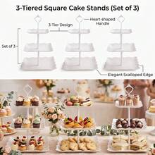 3PCS 3 Tier Cake Stand Afternoon Tea Wedding Plates Party Embossed Tableware - View 11