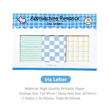 Bộ 3 tờ ghi chú dán phối kẻ caro mới, dòng Romantic, dùng trang trí sổ planner, giấy memo cơ bản - Một cỡ - Xem 16