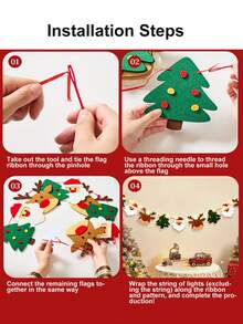 Christmas Bunting Decoration Atmosphere Scene Arrangement Photo Backdrop Garland Hanging Ornament DIY Hanging Decoration Pendant Banner Light Decor Accessories, String Lights Not Included - Christmas Style - View 5
