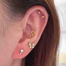 1PC ASTM F136 Titanium Gothic Punk Snake Flat Back Studs Threadless Internal Thread Nose Ring Cartilage Helix Conch - Threadless - View 3