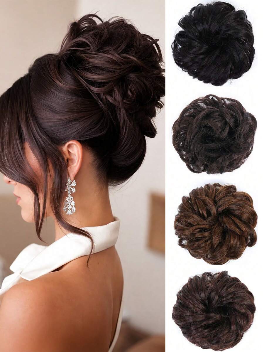 Loose Messy Bun Wig, Natural Curly Hair Wig, Suitable For Daily Wear