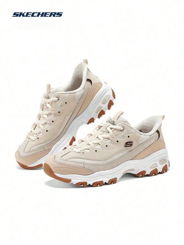 Skechers Women's Classic Retro Patchwork Chunky Sole Dad Shoes Daily Commute Casual Sneakers Panda Shoes - Taupe - View 1