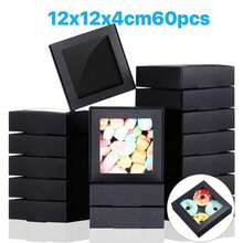 5/10/30/50pcs Black Small Gift Boxes With Transparent Window, Jewelry, Soap, Candy Boxes, Handmade Product Packaging, Flat Bulk Gift Boxes, Suitable For Gifts, Crafts, Weddings, Parties, Bridal Showers, Brides, Wedding Decor, Birthday Decor - Black - View 8