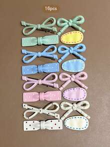16pcs Colorful Korean Style Sweet Hair Clips, Hair Accessories For Daily Use - Multicolor - View 5
