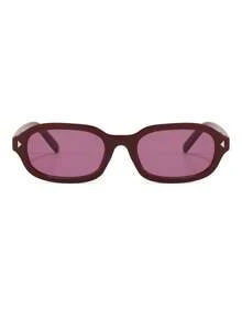 1 Pair Women's Burgundy PC Frame Solid Color Retro Street Style Small Frame Glasses - Burgundy - View 3