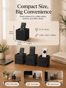 1pc Solid Wood Remote Control Holder, Solid Wood Desktop Storage Box, Suitable For Dorm Room Controller, Office Supplies And Study Essentials Storage Basket, Compact Storage Box For Bedroom, Living Room And Home Decor - Brown - View 9