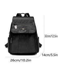 Premium Women's Backpack, Large Capacity, Fashionable And Versatile School Bag. Spacious Storage With Rational Compartments, Easily Accommodates Laptop And Daily Essentials. Elastic Side Pockets For Water Bottle And Umbrella, Highly Practical. Perfect For Commuting, Weekend Trips, And Students. - Multicolor - View 8