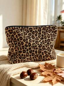 New Leopard Print Pattern Makeup Bag | French Print Travel Organizer Bag | Travel Essentials | Poolside Must-Have | Toiletry Bag | Pool Storage Bag | Mother's Day Gift | Teacher's Day Gift | Suitable For Moms, Teachers, Friends And Nurses | Home Essentials | Graduation Gift | Easy To Clean Design | Portable Makeup Bag - Multicolor - View 1