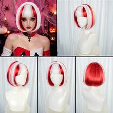 Multi‑Color Rainbow Short Straight Bob Synthetic Costume Wig For Women, Full Flat Bangs Sleek Bob Hair Wig, Multiple Color Choices, Perfect For Halloween, Carnival, Disco Party, Cosplay Role‑Play Dress‑Up Hair Accessory - Multicolor - View 14