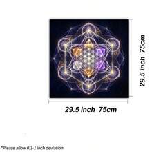1PC Sacred Geometry Flower Of Life Tarot Cloth, Metatron's Cube Altar Table Mat, Bohemian Galaxy Wall Hanging Tapestry, Multipurpose Spiritual Divination Room Decor & Wall Hanging Tapestry, Witchy Spiritual Oracle Card Reading Mat Home Decor - Multicolor - View 8