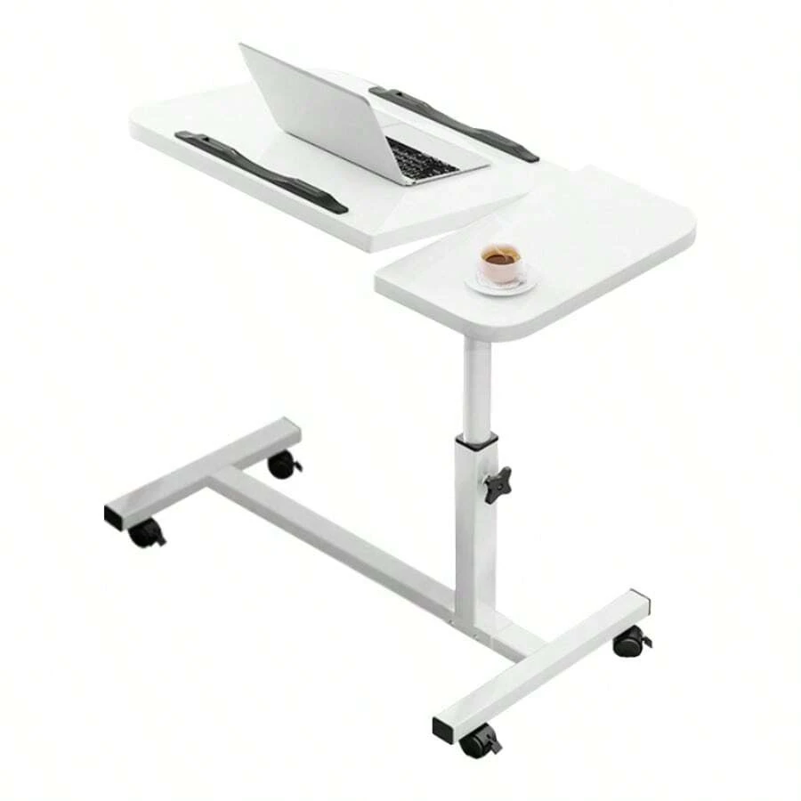 Escritorio sobre cama ajustable en altura con ruedas giratorias, 59.94cm - 95.0cm de alto, mesa rodante móvil para laptop, soporte portátil para computadora para hospital, hogar, oficina, cabecera, sofá, estación de trabajo versátil