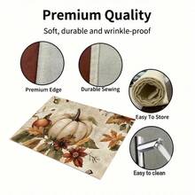 1/4/6pcs Autumn Series White Pumpkin & Autumn Leaf Floral Print Placemats, Heat-Resistant Table Mats For Home Kitchen, Table Protection, Kitchen Dining Table, Party Decor - Multicolor - View 8