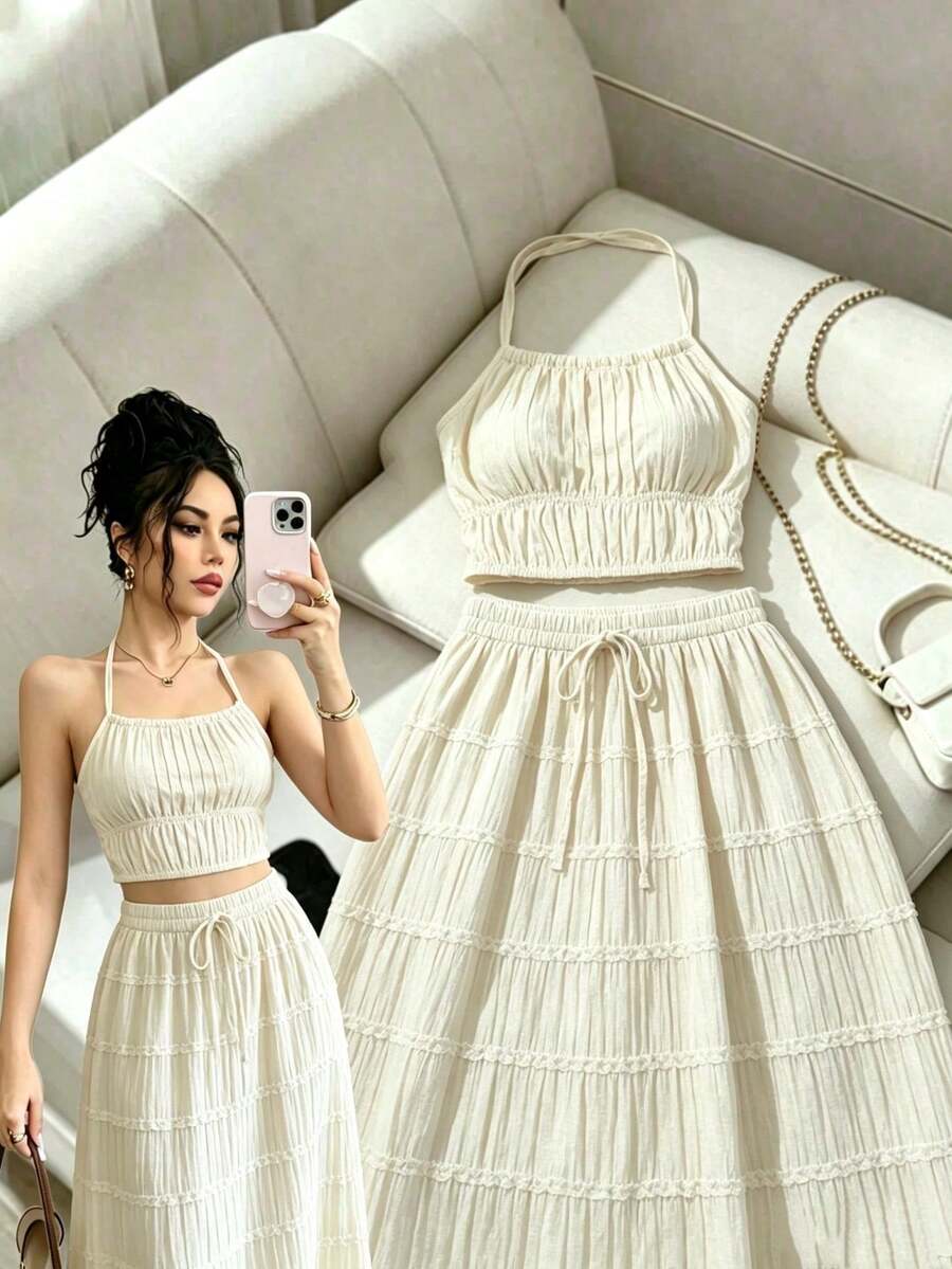 Women Two-Piece Outfits - Ivory - View 1