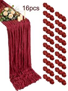 Bohemian Style Polyester Table Runner, Pleated Design, Solid Color Tablecloth, Holiday Table Decor Fabric Flag, Home Decor, Dining Table Decor, Room Decor, Wedding Decor - Multicolor - View 96