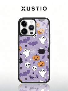 XUSTIO Casing Ponsel Akrilik 2-in-1 Motif Hantu Halloween, Kelelawar, , Lentera, Daun Gugur, Jaring Laba-laba, Dicetak UV, Perlindungan Penuh, Tahan Guncangan, Anti Jatuh, Pelindung Pasangan, Sahabat, Tersedia 2 Warna, Kompatibel dengan iPhone 17 16 15 14 13 12 11 Pro Max, Hadiah Liburan untuk Perjalanan Sehari-hari - Purple - View 2