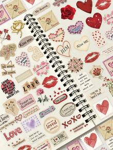 50 Buah, Stiker Transparan Retro Hari Valentine, Perlengkapan Scrapbook, Stiker Desain Kreatif dan Estetis, Cocok untuk Casing Ponsel, Tablet, Ponsel, Laptop, Koper, Mobil, Notebook, Helm, Gitar, Skateboard, Kotak Penyimpanan, Komputer. - 50 buah - View 1