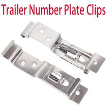 2PCS Rectangular Car License Plate Spring Loaded Stainless Steel Bracket Cars Frame Holder Clamps Trailer Number Plate Clips - 2pcs - View 1
