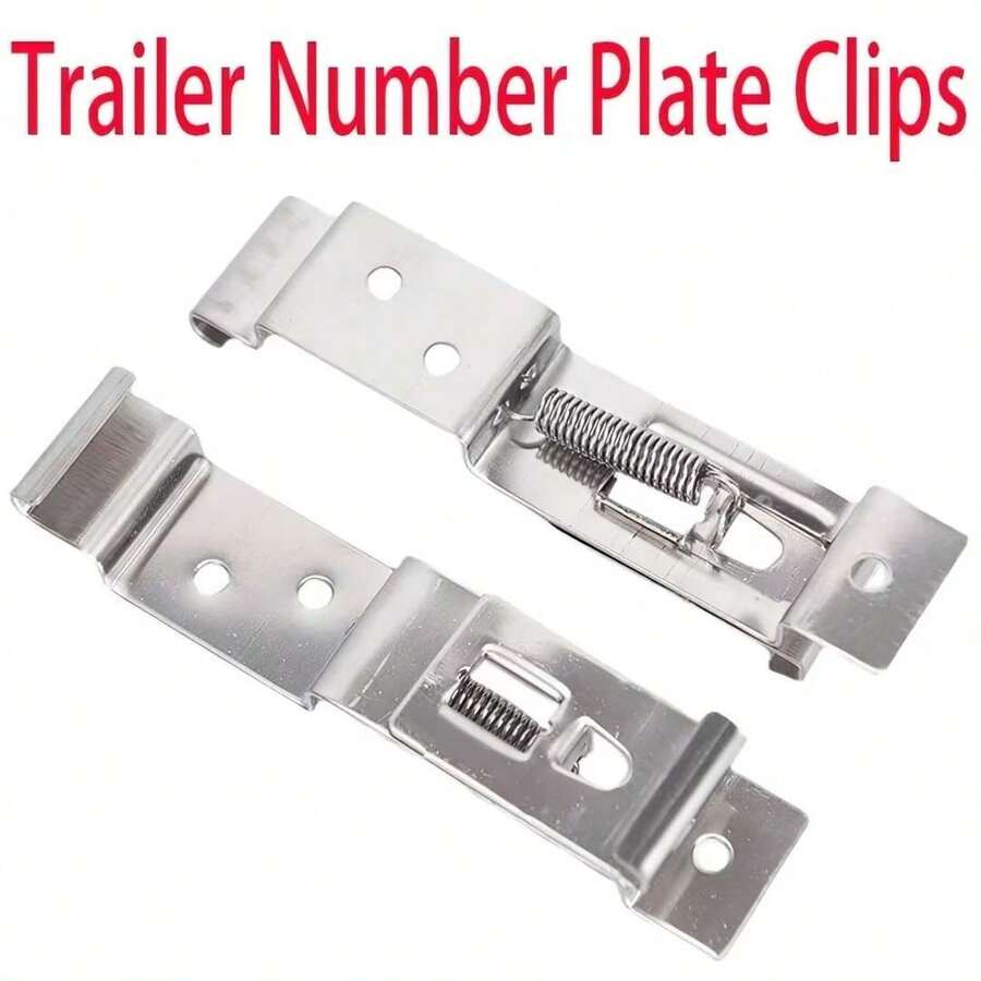 2PCS Rectangular Car License Plate Spring Loaded Stainless Steel Bracket Cars Frame Holder Clamps Trailer Number Plate Clips - 2pcs - View 1