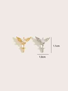 1pc Exquisite Casual Wing & Star Pendant Stainless Steel Stud Earrings Suitable For Women Daily Wear - Wing - View 5