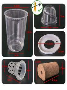 10pcs - Hydroponic Planting Pots, Transparent Cylindrical Plastic Planting Pots - Hydroponic Planting Set, High Transparency Hydroponic Cups, Transparent Design For Easy Root Growth Observation, Perforated Design To Promote Ventilation And Prevent Root Suffocation, Suitable For Hydroponic Plant Propagation, Can Be Used As Office, Home Or Garden Decor. - A - View 7