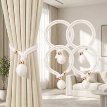 4pcs Adjustable Egg Ball Curtain Tiebacks, Convenient Draping Tieback Decor Curtain Fastener Curtain Tie, Easy Installation No Drilling Curtain Decoration, Suitable For Bedroom, Living Room, Office Curtain Tiebacks - Multicolor - View 8