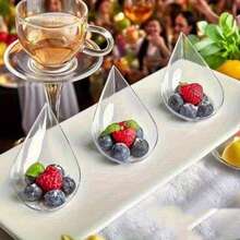 1/10 Transparent Boat-Shaped Dessert Spoons, Suitable For Appetizers, Mousse, Pudding, Sashimi Snacks, Wedding Banquet Party Gathering Cold Buffet Platter, Home Banquet Bar Creative Snack Container, Minimalist Luxury Platter Decoration Tableware - Clear - View 9
