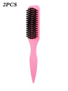 1pc Multi-Color Unisex Boar Bristle Smoothing Back Comb, Beard Brush, Frizz-Smoothing Edge Control Comb, Volumizing Wooden Handle Comb, Detangling Comb, Hairline Control Comb, Slip-Away Comb, Plastic Hair Comb, Create Smooth Ponytail And Bun - With Wide Tail Back Comb And Detangling Comb, Convenient For Parting, Styling, Polishing And Smoothing Hair, Create Smooth Frizz-Free Hairstyle - Multicolor - View 13