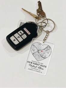 1pc/3pcs/5pcs Personalized Map Keychain, Customized Couple Jewelry, First Date Gift, Couple Keychain, Location Map Keychain, Valentine's Day Gift For Him - Transparent - View 6