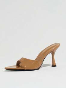 Women's Pointed Toe Mule High Heel Sandals, Minimalist Comfortable Versatile Commute Elegant Shoes, Stiletto High Heels - Brown - View 7