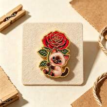 Cute Cat Flower Enamel Pins Set, Kitten Sunflower Rose Daisy Lavender Brooch, Cartoon Lapel Badges For Backpack Jacket Hat Decor, Lovely Jewelry Gift - Multicolor - View 8