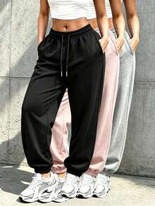 1pc Women's Spring/Autumn Soft Comfortable Breathable Running Fitness Sports Casual Jogger Pants, Sweatpants, Jogging Pants - Black - View 9