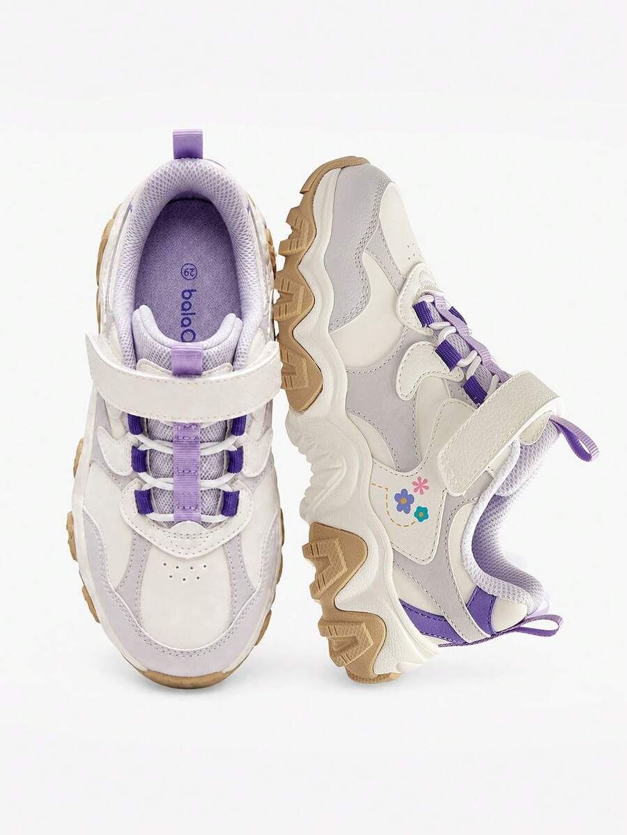 Balabala Thick Sole Kids' Sports Shoes, Unisex - White Purple - View 1