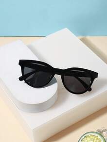 1PC Kids 3-8Y Solid Black Round‑Cat Eye Glossy Plastic Frame Light‑Weight Fashion Eyeglasses, Casual Outdoor All‑Season Party Accessory - Multicolor - View 12