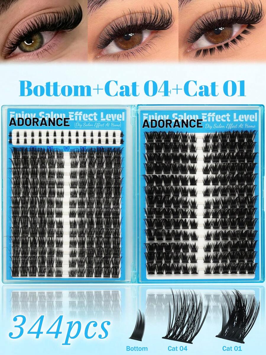 ADORANCE 2 Cat Eye Styles Lash Clusters With Bottom Lashes, Natural & Volume Cat Eye Individual Lashes, Fine Premapped Eyelash Clusters, Easy-To-Apply DIY Lash Extensions For Custom Eye Looks - D - View 1