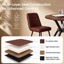 Dining Table And Chairs Set Of 4, 120cm Marble Effect Dining Table With 4 Faux Leather High Back Dining Chairs, Modern Dining Table Set For Dining Room Kitchen - White Table + Brown PU Chair - View 5
