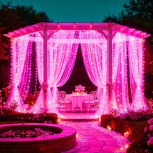 1pack Christmas Garland Festoon LED Curtain String Lights Battery Powered 8 Mode Lighting Wedding Fairy Light Halloween Christmas Decoration For Home Bedroom Garden - AA Battery Powered Curtain Lights - View 17