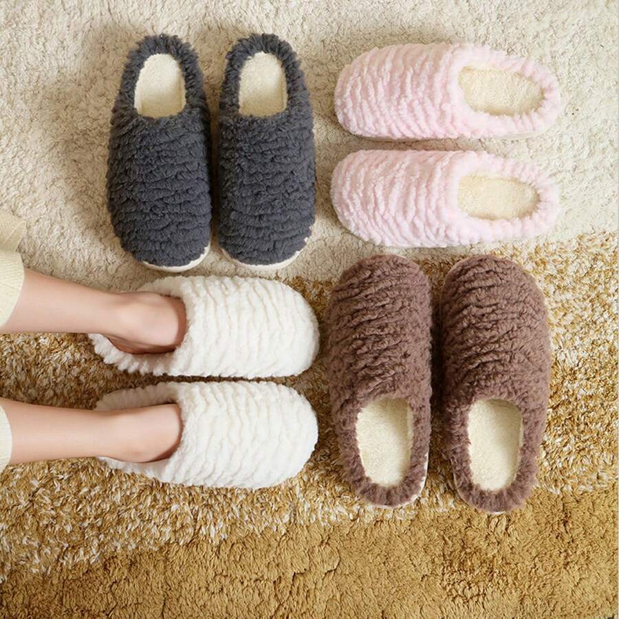 Minimalist Caterpillar Women's Indoor Slippers, Non-Slip Soft Sole Lightweight Comfortable Bedroom Slippers, Autumn/Winter Style - Multiple Styles - View 1