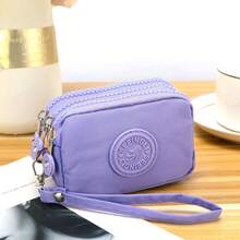 Mini Simple Nylon Coin Purse - Mini Key Pouch With 3 Zippers, Easy-To-Clean Small Wallet For Women - Multicolor - View 8