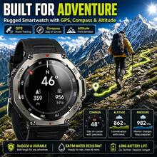 FFYTIEAZ Heavy Duty GPS Outdoor Sports Smart Watch T-RX 3 Ultra, Durable, 1.43" Ultra-Clear AMOLED Touch Screen, L1+L5 Dual-Band Positioning Support Wireless Calling And Compass Function, Altimeter Barometer, 5ATM Waterproof Watch, 170+ Sports Modes, Fitness Tracker, High-Quality Anti-Scratch Anti-Drop Watch, Compatible With IOS/Android, 500mAh Battery Capacity, Best Holiday Gift - View 3