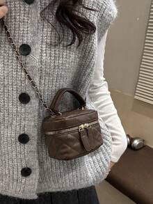 Lightweight Mini Chain Bag Quilted Handbag Bucket Bag Suitable For Girls College Students And Office Workers - Coffee Brown - View 3