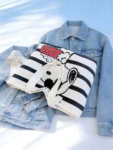 1PC Snoopy Tote Bag, Cartoon Anime Fashion Multi-Functional Large Capacity Handbag, Perfect For Shopping, School, Travel Storage, Also Suitable As Birthday, Valentine's Day, Party Gift, Back To School Supplies - Multicolor - View 4